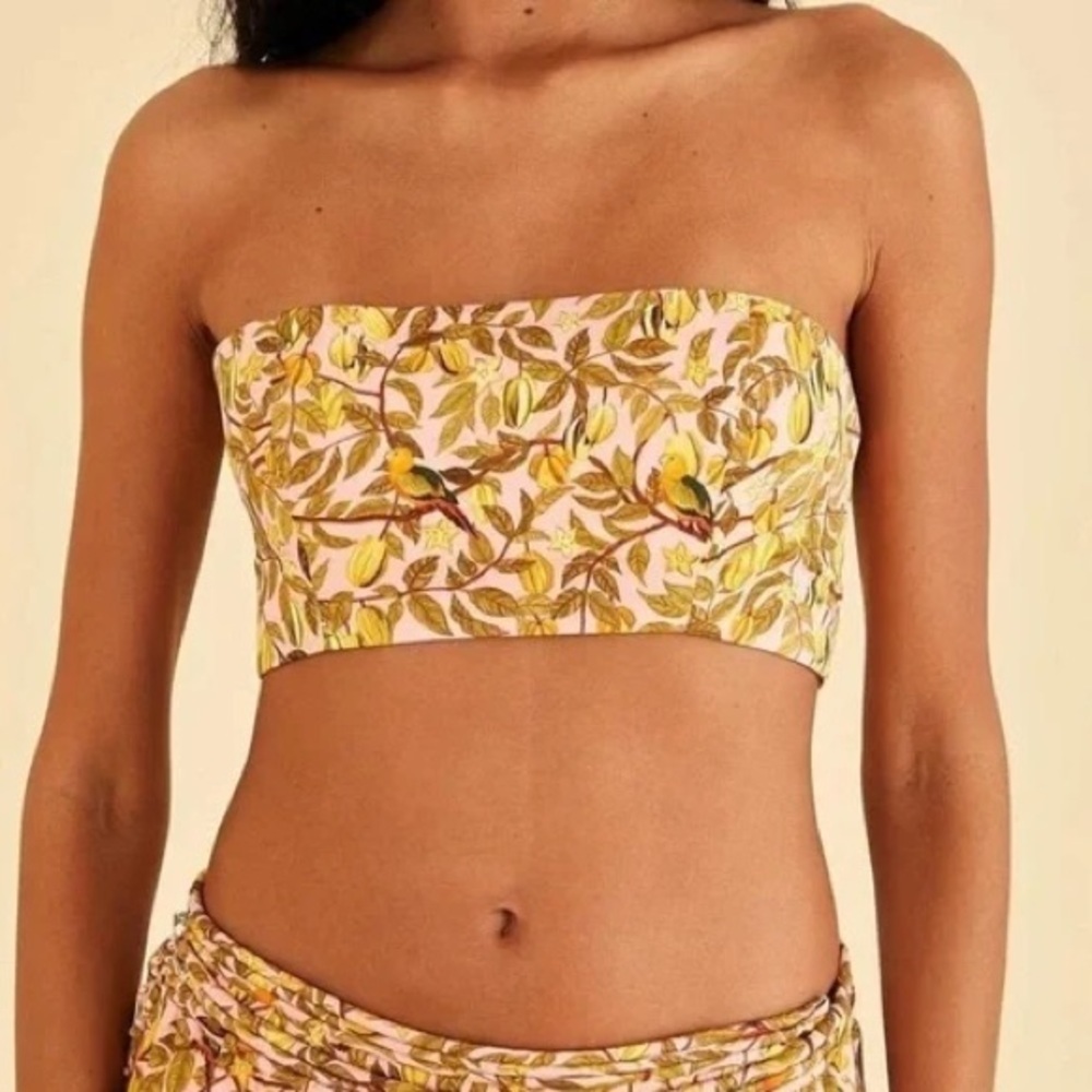 NWT Farm Rio Starfruit Satin Cropped/Bandeau Top Boho Summer | Size XL - Picture 1 of 11